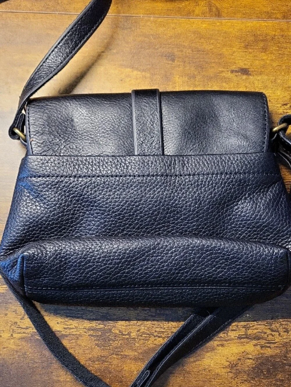 Fossil Black Leather Messenger Crossbody Bag